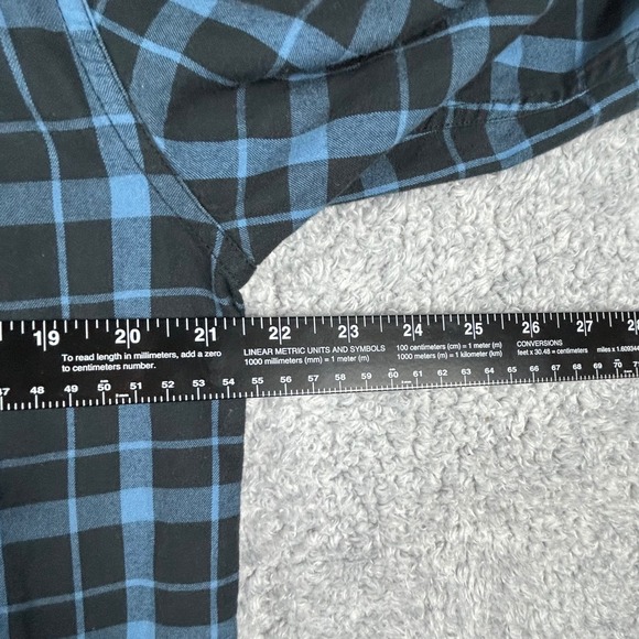 L.L Bean Signature Mens Flannel Shirt Long Sleeve Blue Plaid Slim Fit Size M - Picture 4 of 5